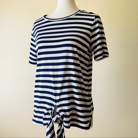 MICHAEl Michael Kors Navy Stripe Front-Tie Top - Picture 7 of 8